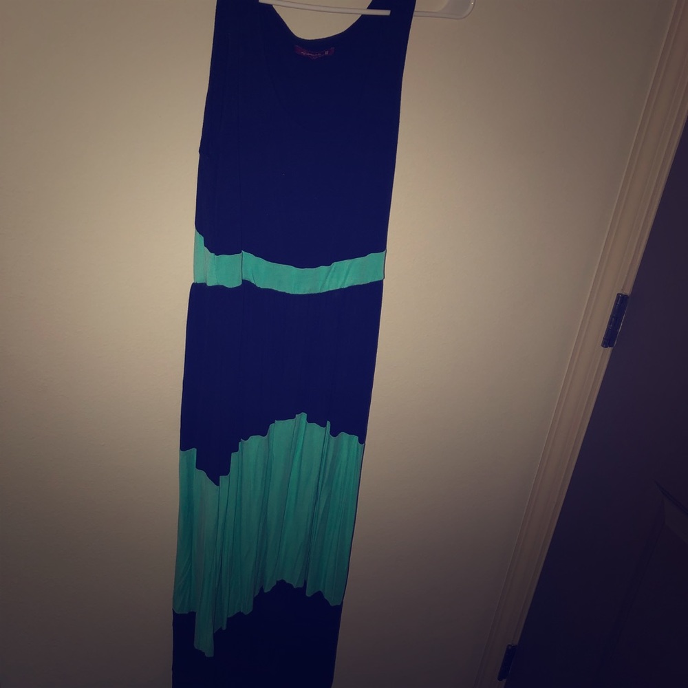 Teal and navy maxi dress
